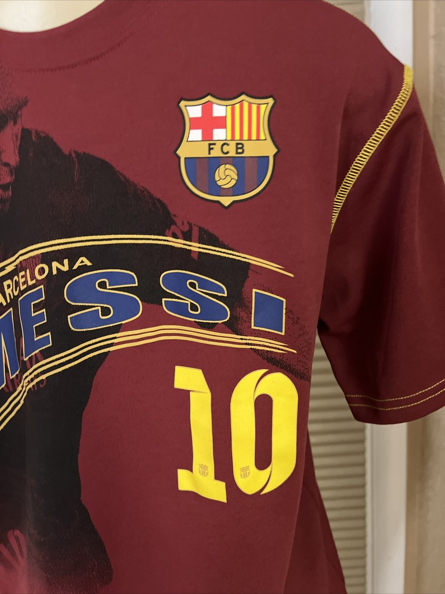FC Barcelona FCB 10 Messi RED Men T-Shirt Sz S See Measurements gc