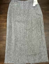 NEW Vintage Ralph Lauren Skirt Womens 14 P Charcoal Wool Tweed Pencil Preppy NWT