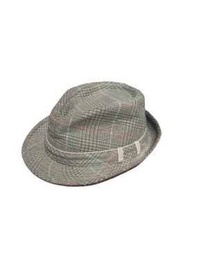 DPC Dorfman Pacific Men s Plaid Tweed Fedora Trilby Blue Red Gingham Wool (L)