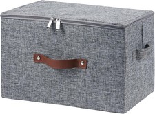 Storage Bins with Zipper Lid Cotton Linen Fabric Lidded Storage Baskets Boxes Fo