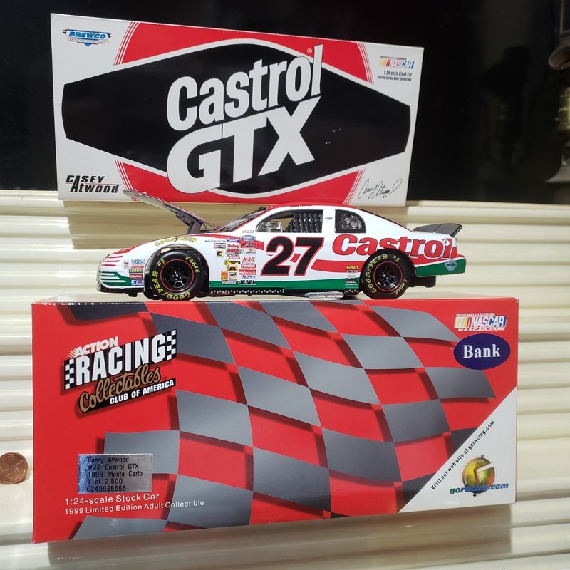 RCCA 1/24 #27 CASEY ATWOOD CASTROL GTX 1999 Monte Carlo CW BANK 2,500 Made