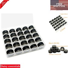 25pcs Black Polyester Prewound Bobbin Threads for Embroidery Sewing Machines ...