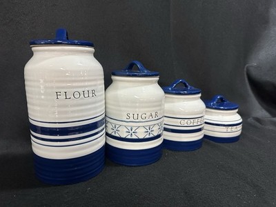S/4 Ceramic Blue and White Canister Set