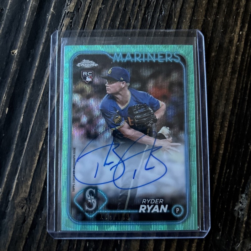 2024 Topps Chrome Rookie Autographs Ryder Ryan Aqua Wave Refractor 155/199 AUbRC
