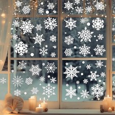 171 pcs Snowflake Window Clings 9 Sheets Christmas 11.81 7.87 0.08, White