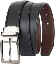 Reversible Leather Belt for Men - Dual Sided Dress and Casual Belt, Trim to Fit,