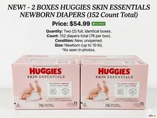 2x Box Huggies Skin Essentials Newborn Disposable Diapers 76 Count