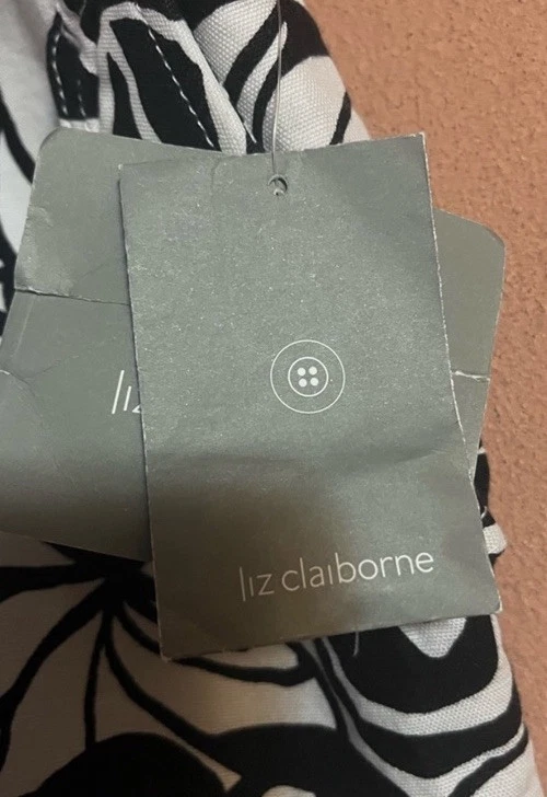 Pantalones cortos florales Liz Claiborne Sloane. Damas 14. Blanco y negro. Nuevo con etiquetas  Foto 4 de 4