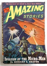 Amazing Stories-1945 Feb-Pulp-Shaver Mystery-Ray Bradbury-Malcolm Smith Cover Ar
