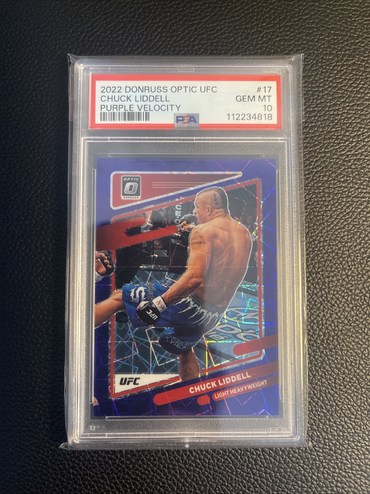 2022 Panini Donruss Optic UFC Chuck Liddell #17 Purple Velocity /59 PSA 10 view 1