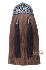 Brown Horse Hair Sporran 100 Original Two Black Tassels Bagpiper Kilt Sporran