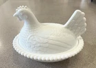 Old ViNtAgE  7" Indiana Glass Hen On Nest White Milk Glass Nice HON !