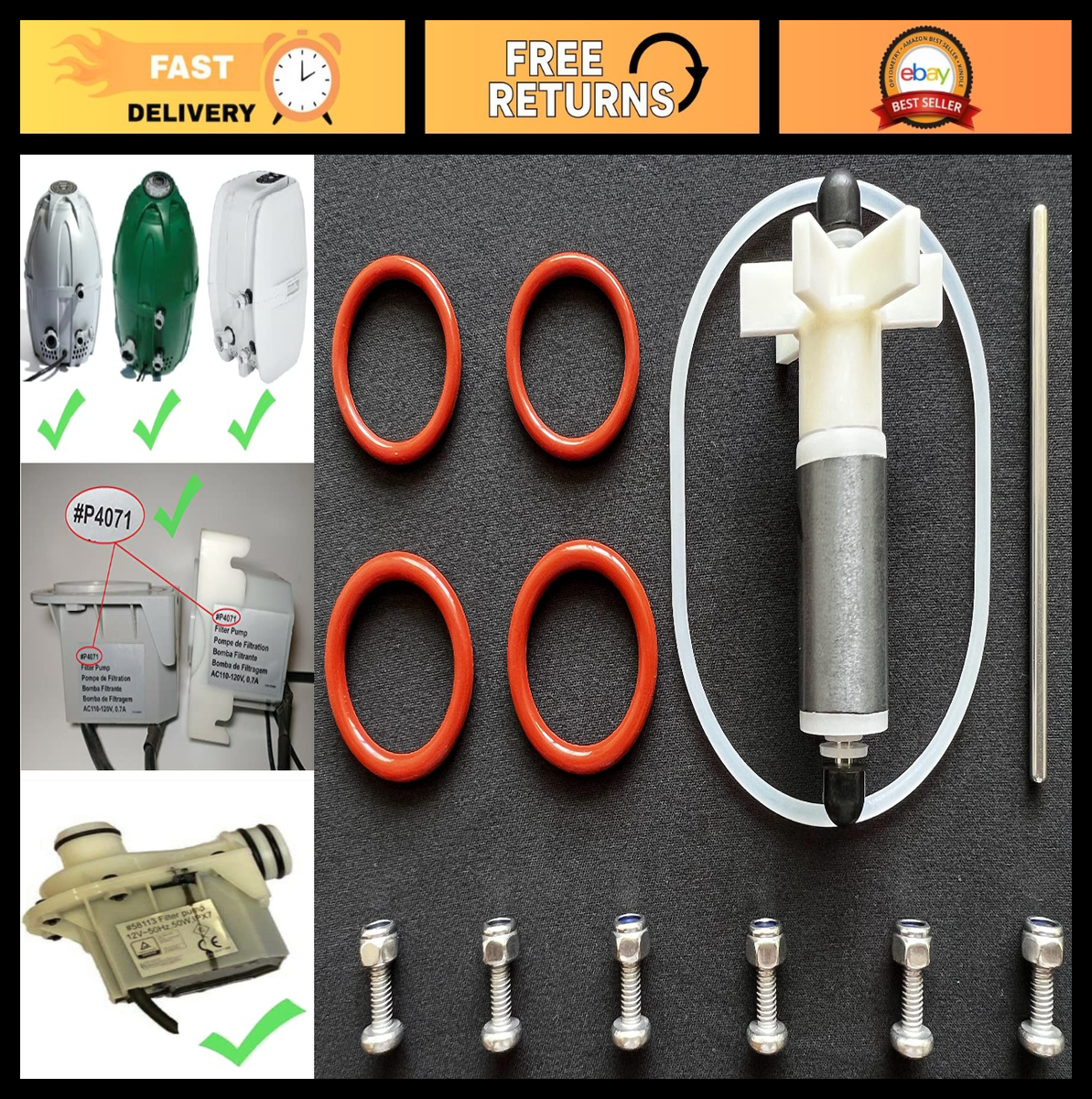 バリソン、ゲキアサ、PUMP-R他ミノー色々セット Hot Tub Water Pump Repair Kit E02 for Coleman SaluSpa Lay-Z-Spa w