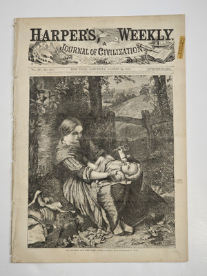 **August 24 1867 Harper's Weekly Full Issue Includes Ship Art & Samson Agontises