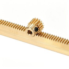 Messing-Kronrad und Zahnstange, 0,5M 10x5x300mm f&uuml;r 17T 3mm Bohrung