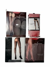 Set Of 4 NWT Fishnets Tights 3 Red 1 Black
