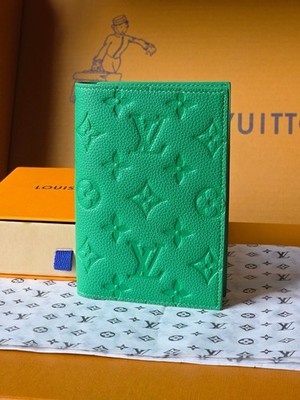Louis Passport Cover Monogram Empreinte Leather Travel Wallet Green