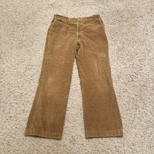 Men's 70s Sears Tan Brown Corduroy Pants with Buttoned Pocket 33  
