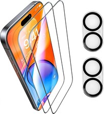 2 Pack of Clear Tempered Glass Screen  Lens Protectors for iPhone 16 Plus, 9H