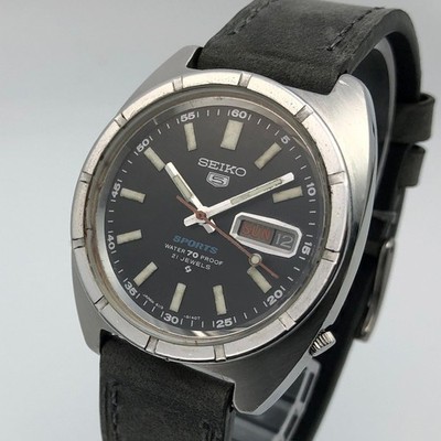 稼働 SEIKO セイコー5スポーツ 6119-8140 エンジンターンドベゼル Vintage 1978 Seiko 5 Sports 6119-8140 Automatic Black Dial