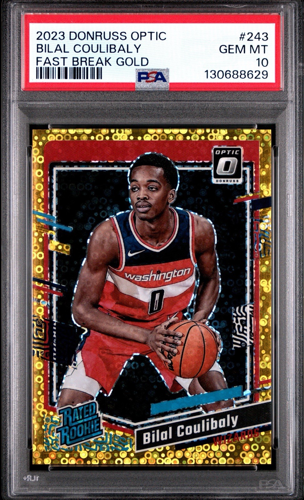 2023 Donruss Optic Bilal Coulibaly Fast Break Gold /10 PSA 10