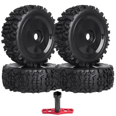 Hobbyfire PreGlued 1/8 Buggy Tires 17mm Wheels Foam Inserts w/ 17mm Wheel Wrench