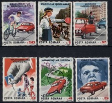 Romania 1987 TRAFFIC SAFETY-  SIGNS, cars, bicyles MNH, OG b