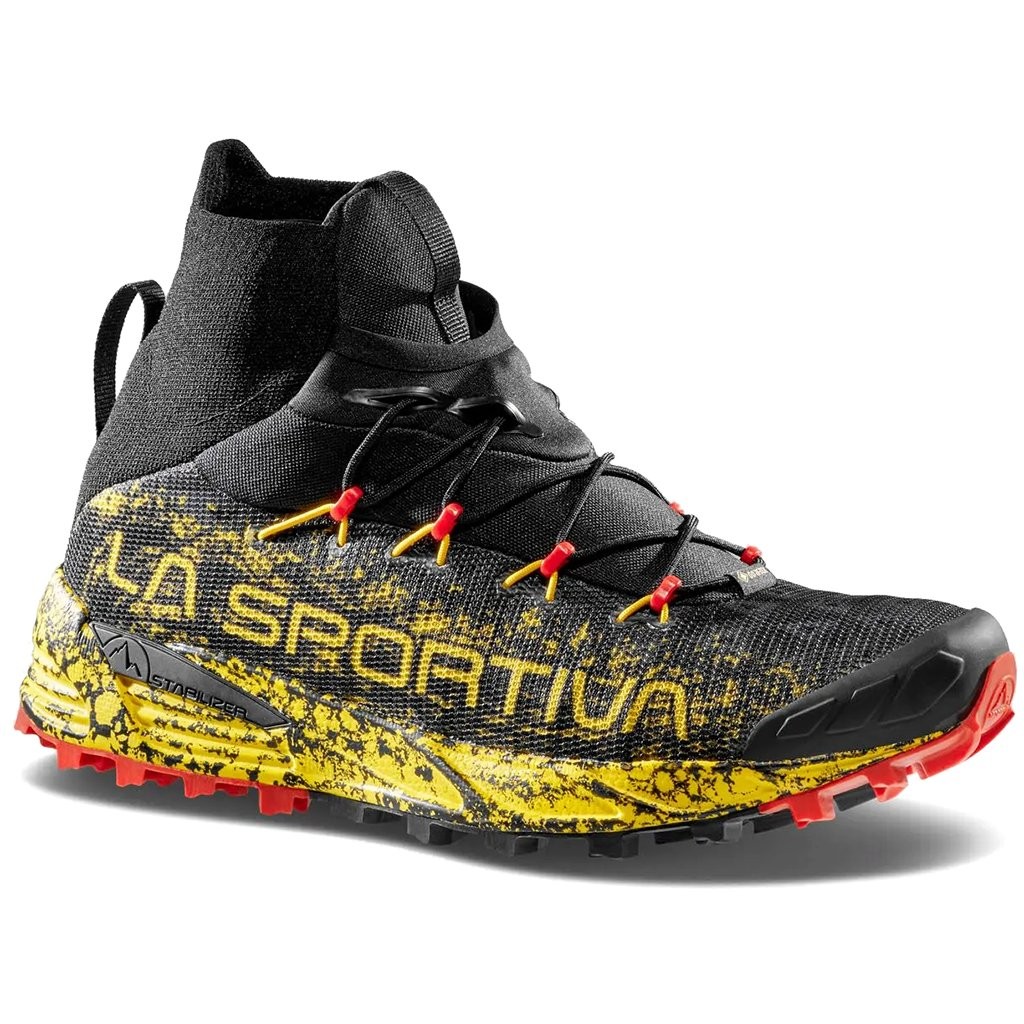 - Zapatillas de trail running La Sportiva Uragano GTX Gore-Tex para hombre, negras/amarillas