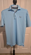 Under Armour Men's Tech Golf Polo - Heat Gear Size Medium Light Blue  Gray