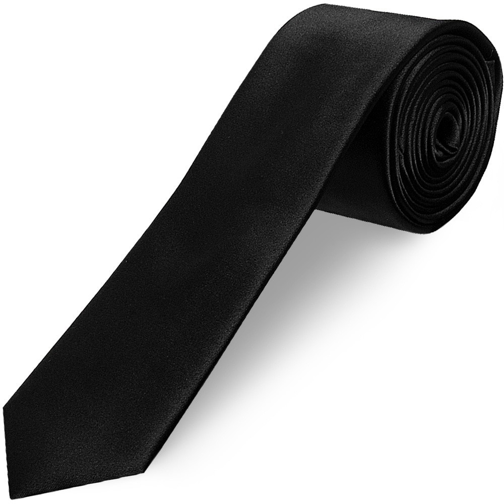 Handmade Black Satin Skinny Mens Plain Tie Slim Thin Neck Tie Wedding Formal Tie