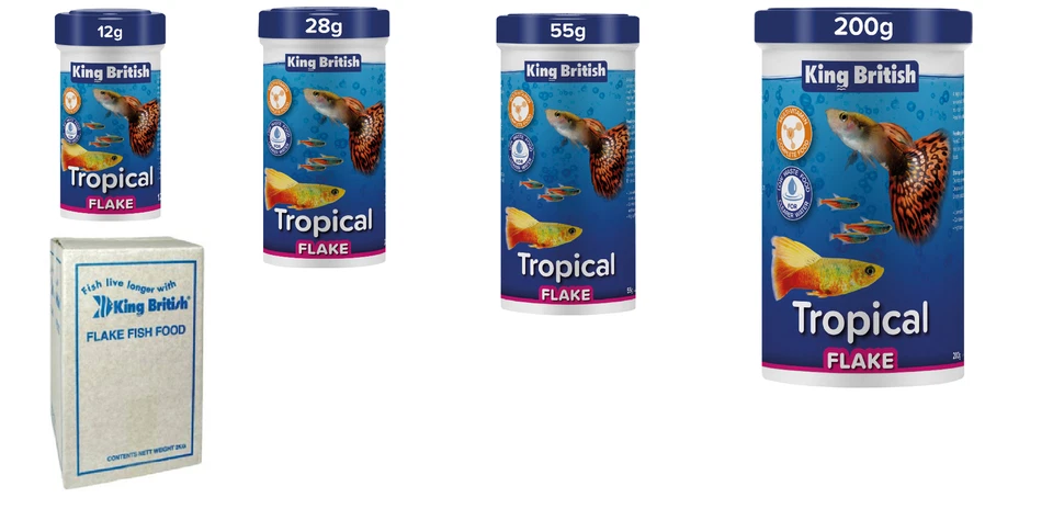 King British Tropical Fish Flake Aquarium Food 12g 28g 55g 200g 2kg 6kg