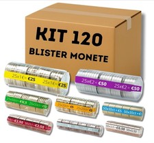 Mix 120 Blister Monete Contenitori per 1,2,5,10,20 centesimi, 1,2 euro,