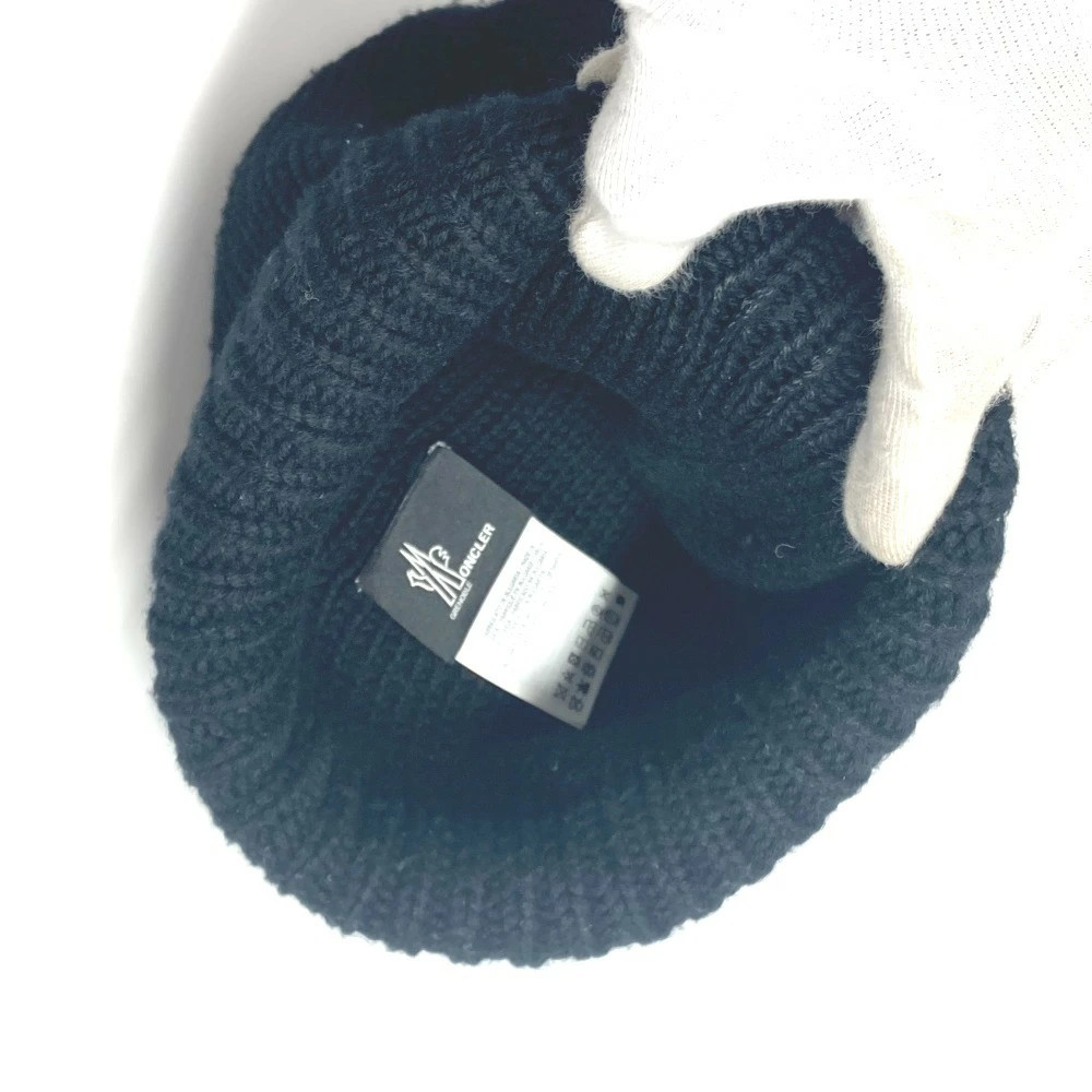 MONCLER Logo Patch Beanie Hat Knit Cap Knit Cap Wool Women's Black thumbnail 9