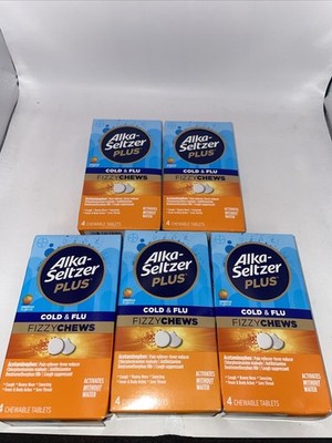 (5)Alka-Seltzer Plus Cold & Flu Fizzy Chews Orange EXP 7/26+