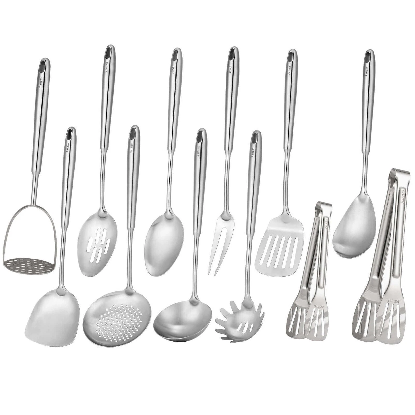 18/10 Stainless Steel Kitchen Utensils Set - 15.7 x 4.5 x inches, Silver