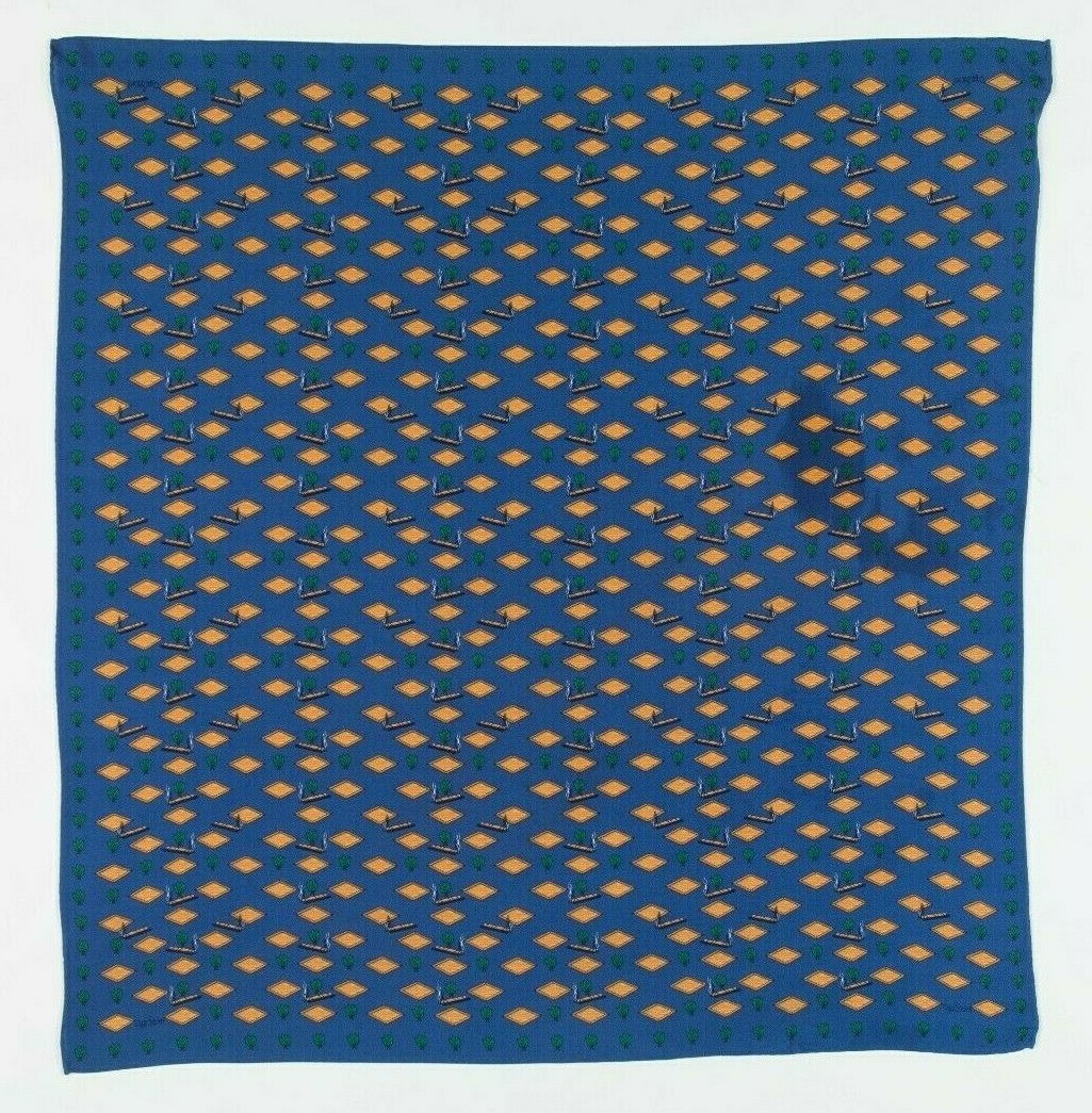 Foulard Carré Vintage En Soie 100% - Multicolore, Motif Géométrique, Italie - Occasion