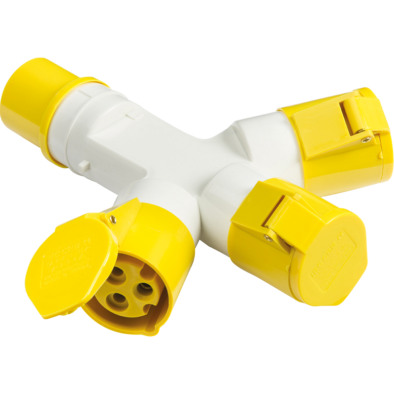 Industriestecker & Steckdose IP44 16A 110V – Gelb/Weiß, 3-polig, Aufputz, Robust Für Baustelle & Outdoor