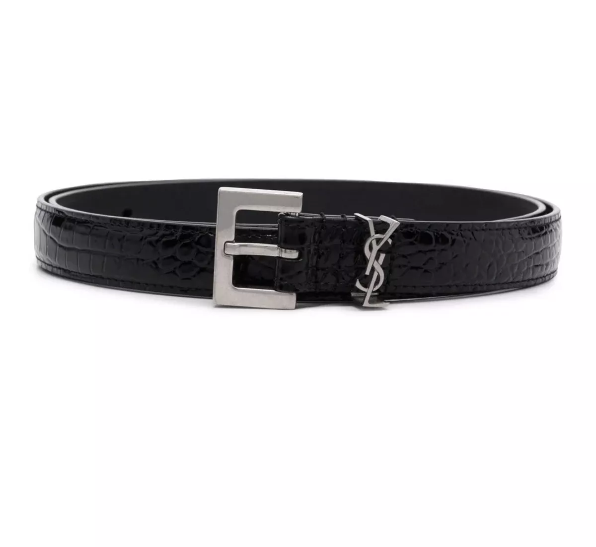 Monogram Leather Belt in White - Saint Laurent