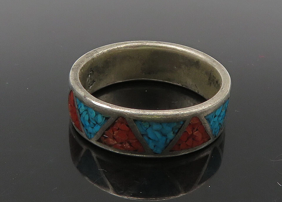 Anillo Carolyn Pollack Plata 925 Vintage Turquesa y Coral Banda Talla 10 RG21818 Foto 2 de 4