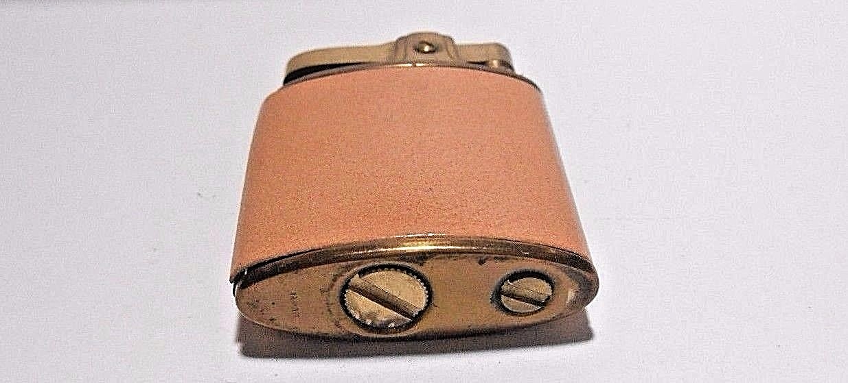 Vintage SPARKLER JAPAN BRASS AUTOMATIC FLUID CIGARETTE LIGHTER - PEACH WRAPPED