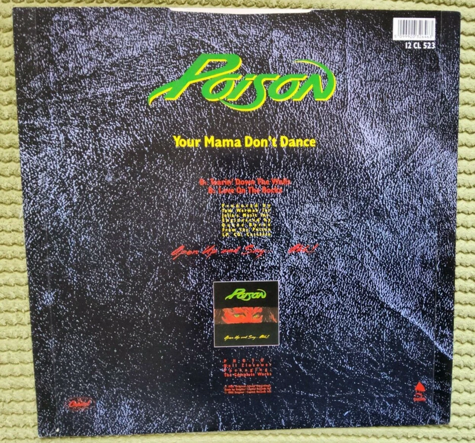 Poison – Your Mama Don't Dance, 1988 - 12" single vinyl record, picture sleeve - Image 4 of 4