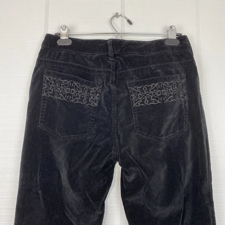 Pantalones de Terciopelo Negro Color Puro Corte Bota Acampanado Bordado Talla 29 Foto 4 de 4