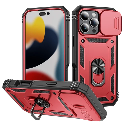 For iPhone 16 15 14 13 12 11 Pro Max Case Slide Camera Lens Ring Stand Cover - Picture 11 of 16