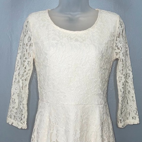 Bridal Size Medium Ivory Lace Mini Dress Fairycore Wedding Romantic Feminine - Picture 2 of 9