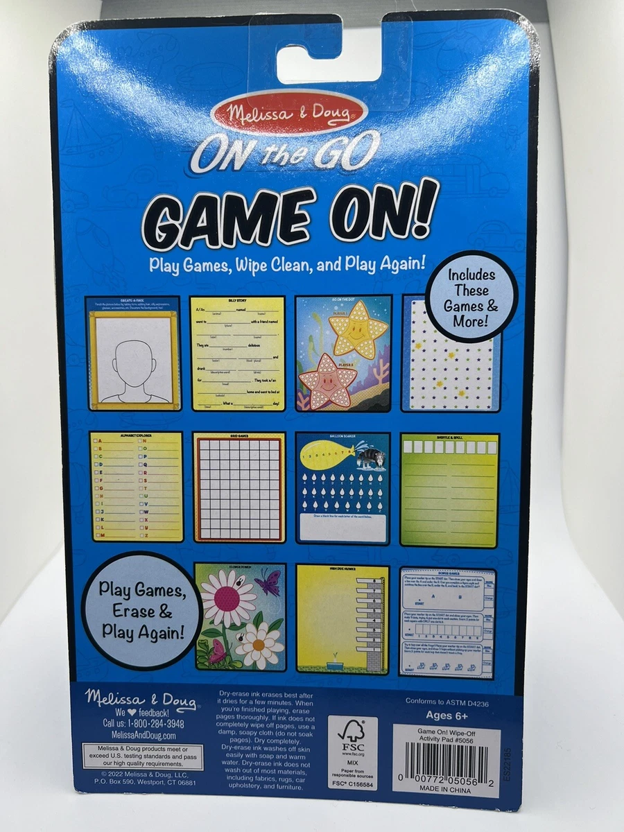  Melissa & Doug Reusable Wipe-Off Travel Game Pad with Markers -  For Ages 6+ : Toys & Games