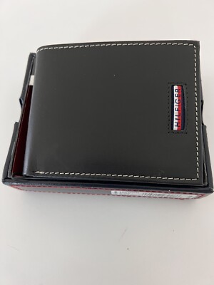 Tommy Hilfiger Black Leather Billfold RFID Protection Wallet 