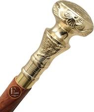 Brass Gold Knob Handle Wooden Walking Stick For Men Women and Seniors Ideal Gift
