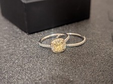 Gently use Canary Diamond Engagement ring with wedding band