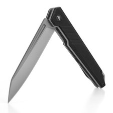 FLISSA Folding Knife Pocket Knife w/D2 Steel Blade(Black)G10 Handle Pocket Clip