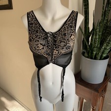 Vintage Frederick  s of Hollywood Y2K Lace/Sheer Garter Lingerie-Sm Made In USA